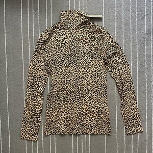 Jcrew Tissue Crepe Cheetah Long Sleeve